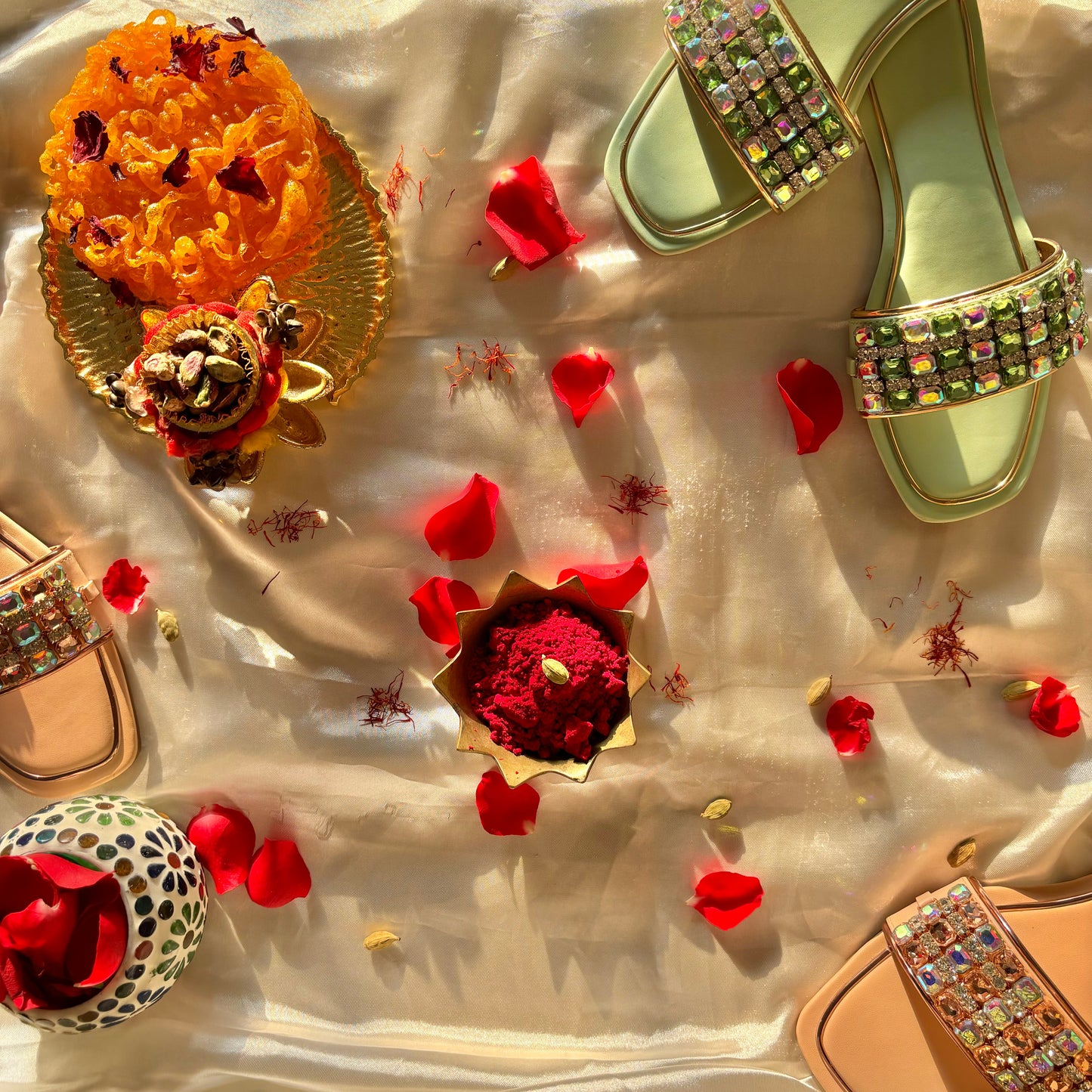 Gemstone studded flats