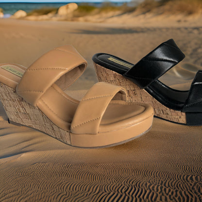 Double Strap Cork Wedges