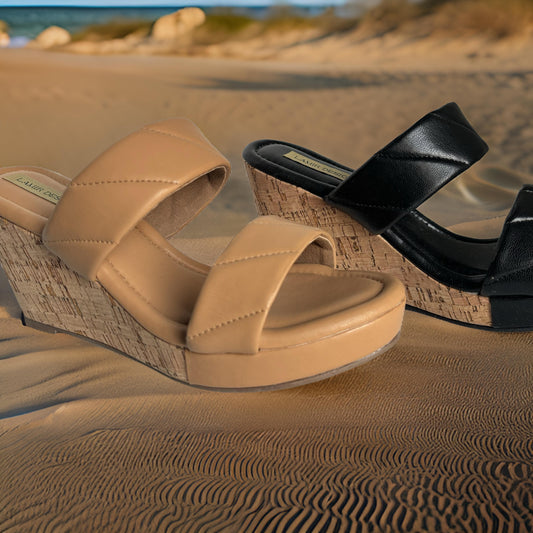 Double Strap Cork Wedges